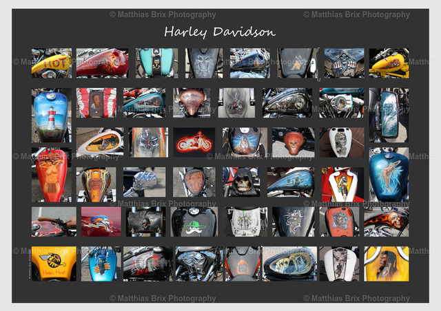 Harley Davidson Collage | Background color rgb - #E6E6E6 &amp; #323232 - Realisiert mit Pictrs.com