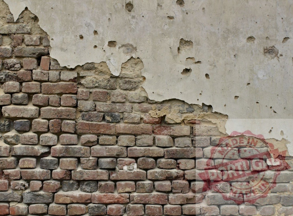 Crumbling plaster revealing old brick wall texture | Old brick wall texture with crumbling plaster, creating a rustic and weathered background - Realized with Pictrs.com