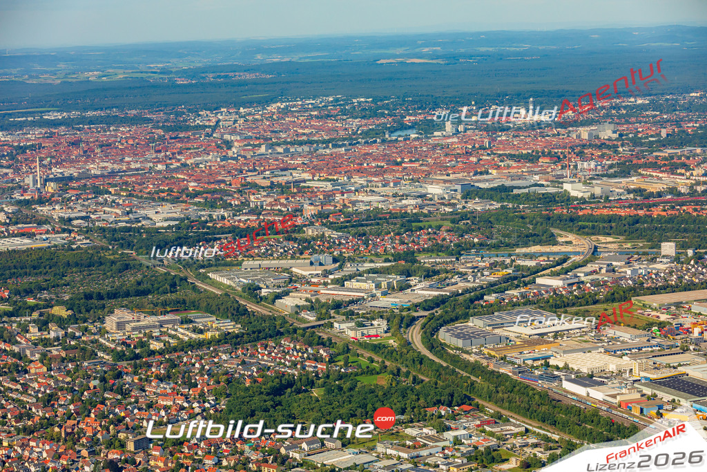 Luftaufnahme Maiach Nürnberg - Die Luftaufnahme wurde 2025 vom UL-Flugzeug heraus erstellt ( keine Drohne ) - Hochauflösende Luftaufnahme - für professionelle Ausdrucke geeignet. Die Geschenkidee !Mit Lizenz und Bildrechte bestellbar