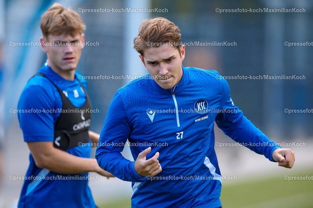 KSC02092502066 | 02.09.2025, Fußball, Training Karlsruher SC, 2. Fußball Bundesliga, Trainingsplatz am BBBank Wildpark Stadion Karlsruhe, Saison 2025 2026: Ali-Eren Ersungur (KSC #27) 