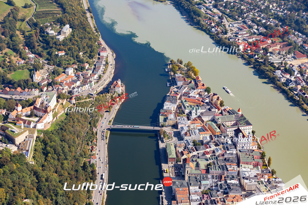 Die Luftbildaufnahme muendung - Passau wurde 2020 mittels Flugzeug (keine Drohne) erstellt. Perfekte Schärfe und Druck- Ergebnisse- Garantiert!