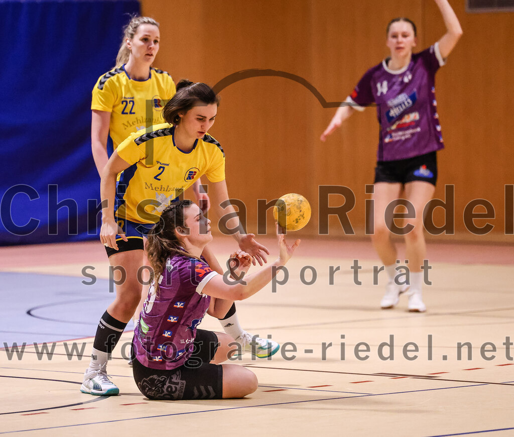 2025-02-15_111_SpVgg_Altenerding_gegen_MTV_Pfaffenhofen | Erding, Deutschland, 15.02.2025:Handball, Bezirksoberliga Frauen Altbayern 2024 / 2024, 14. Spieltag, SpVgg Altenerding gegen MTV Pfaffenhofen, Endergebnis: 27:23Daniela Reiher (MTV Pfaffenhofen, #22), Magdalena Scherer (MTV Pfaffenhofen, #2), Verena Kaiser (SpVgg Altenerding, #55)Foto: Christian Riedel / fotografie-riedel.net