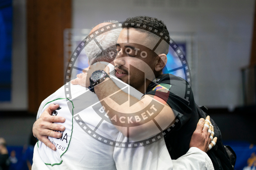 20240122PBB6440 | Fighters compete during the second day of the IBJJF European Championship in Paris, France, on January 22, 2024.