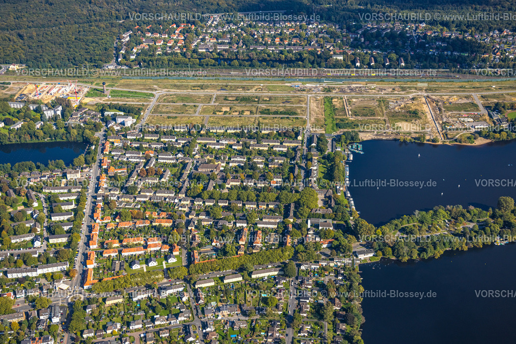 Duisburg241003818 | Luftbild, Eisenbahner-Siedlung Wedau, Wohnsiedlung am ehemaligen Rangierbahnhof Wedau, Waldgebiet und Ortsteil Bissingheim, Wedau, Duisburg, Ruhrgebiet, Nordrhein-Westfalen, Deutschland