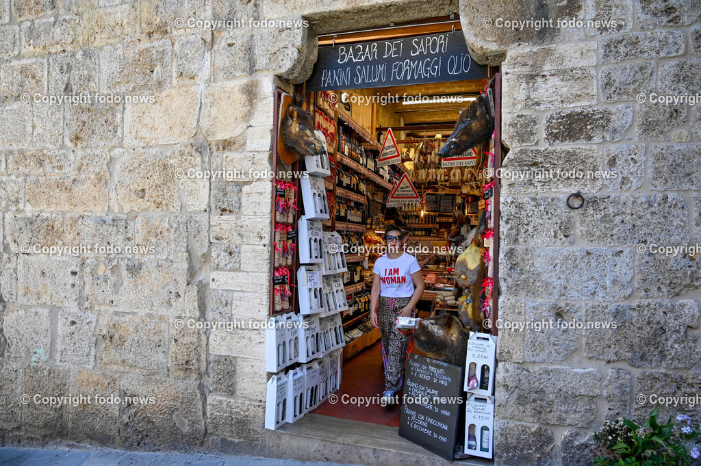 Italien_ Toskana_ San Gimignano_ 31.05.2024-116 | 31.05.2024, Italien, ITA, Toskana, San Gimignano im Bild Stadtansichten Gebäude, Architektur, Touristen, Historisch, Souvenir, Ansichten der berühmten Stadt San Gimignano in der Toskana-Italien - View of the famous town San Gimignano in Tuscany-ItalySan Gimignano ist eine italienische Kleinstadt in der Toskana mit einem mittelalterlichen Stadtkern. San Gimignano wird auch die Stadt der Türme genannt. Die Stadt liegt in der Provinz Siena. Sie gehört neben Florenz, Siena und Pisa zu den von Touristen meist besuchten Zielen in der Toskana.