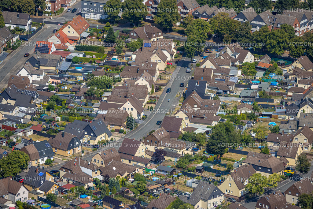 Hamm220809469HerringenPelkum | Luftbild, Wohnsiedlung Eckeystraße, braune Dächer, Herringen, Hamm, Ruhrgebiet, Nordrhein-Westfalen, Deutschland
