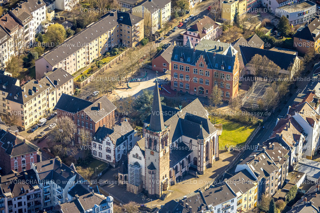 Hagen250302641 | Luftbild, St.-Michael-Kirche, Kulturzentrum Pelmke, Emil-Schumacher-Schule, Wehringhausen, Hagen, Ruhrgebiet, Nordrhein-Westfalen, Deutschland