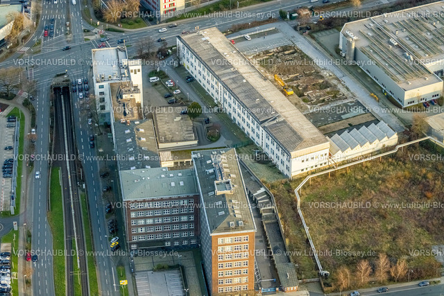 Essen230101643 | Luftbild, JobCenter Essen West, Opti Gewerbepark Baustelle und Abriss, Westviertel, Essen, Ruhrgebiet, Nordrhein-Westfalen, Deutschland