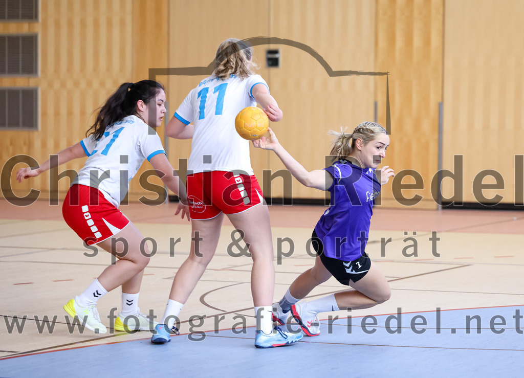 2023-03-18_068_SpVgg_Altenerding_II_gegen_HSG_Freising-Neufahrn_II | Erding, Deutschland, 18.03.2023:
Handball, Bezirksliga Frauen Altbayern 2022 / 2023, 14. Spieltag, SpVgg Altenerding II gegen HSG Freising-Neufahrn II, Endergebnis: 25:27

Leonie Kehlenbeck (HSG Freising-Neufahrn, #21), Cara Bittner (HSG Freising-Neufahrn, #11), Lena Prem (SpVgg Altenerding, #2)

Foto: Christian Riedel / fotografie-riedel.net