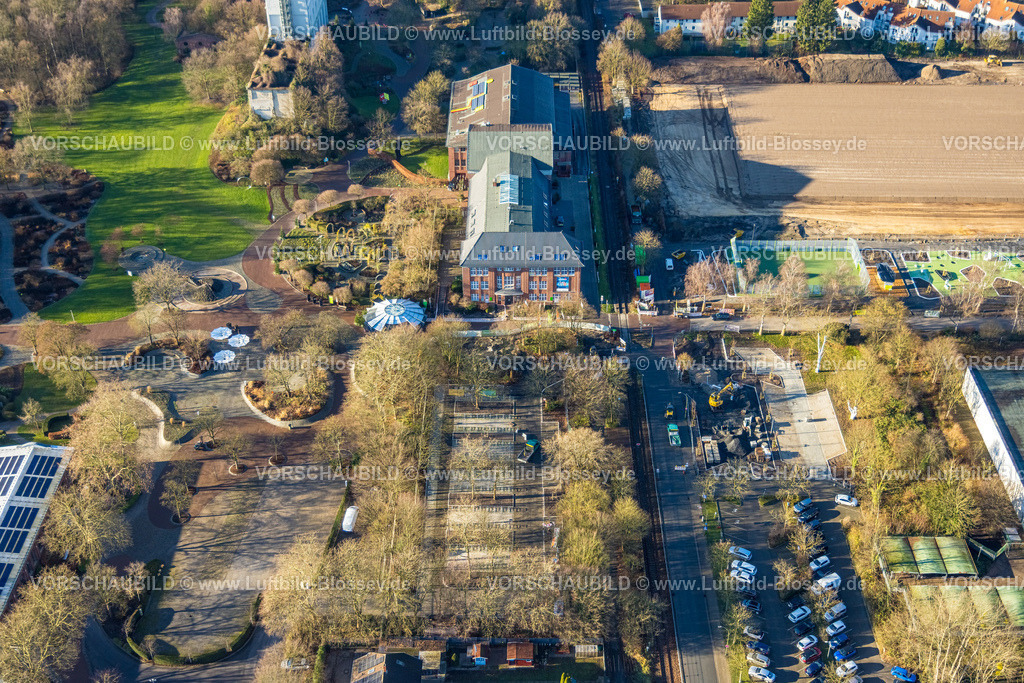 Hamm251202333 | Luftbild, Eingangsbereich Maximilianpark, Alter Grenzweg Bauabschnitt der Grünen Umweltachse am Maxipark, Baustelle, Uentrop, Hamm, Ruhrgebiet, Nordrhein-Westfalen, Deutschland