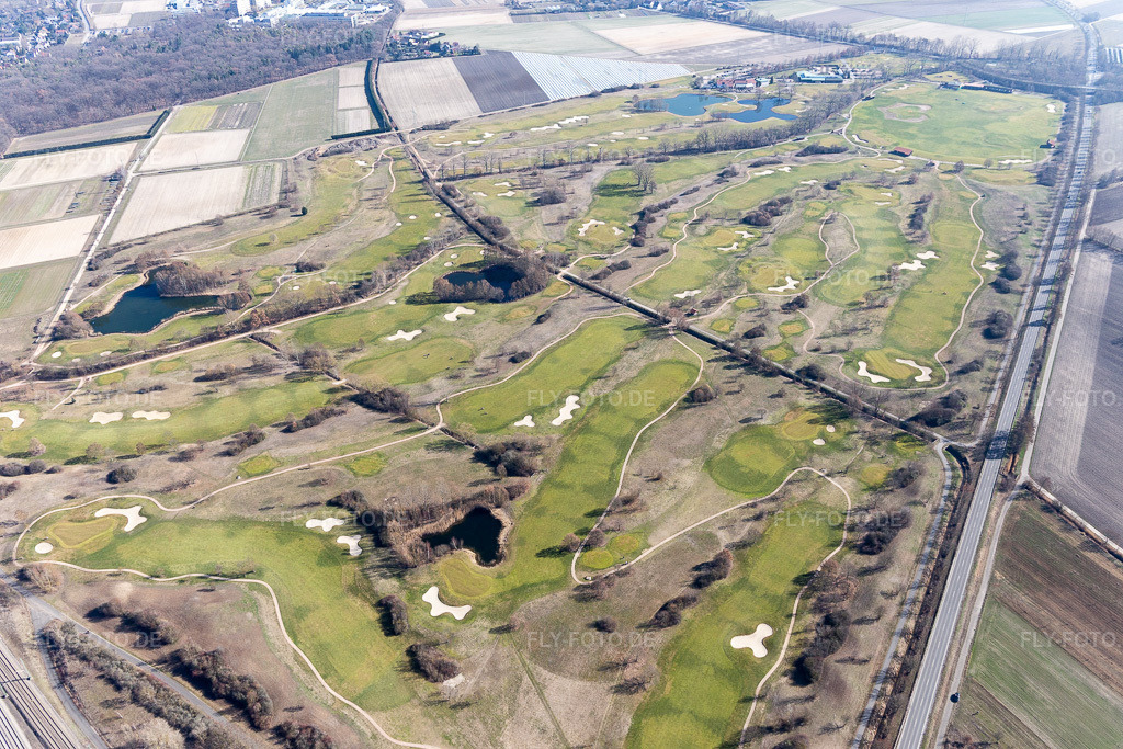 Luftbild: Gelände des Golfplatz Golfplatz Kurpfalz in Limburgerhof in Schifferstadt im Bundesland Rheinland-Pfalz in Deutschland. Foto: IMG_112824.jpg vom 27.02.2019 durch Werner Riehm/FLY-FOTO.de