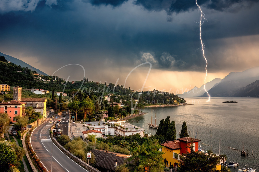 Gewitter | Gewitter und Sonnenuntergangsstimmung in Malcesine