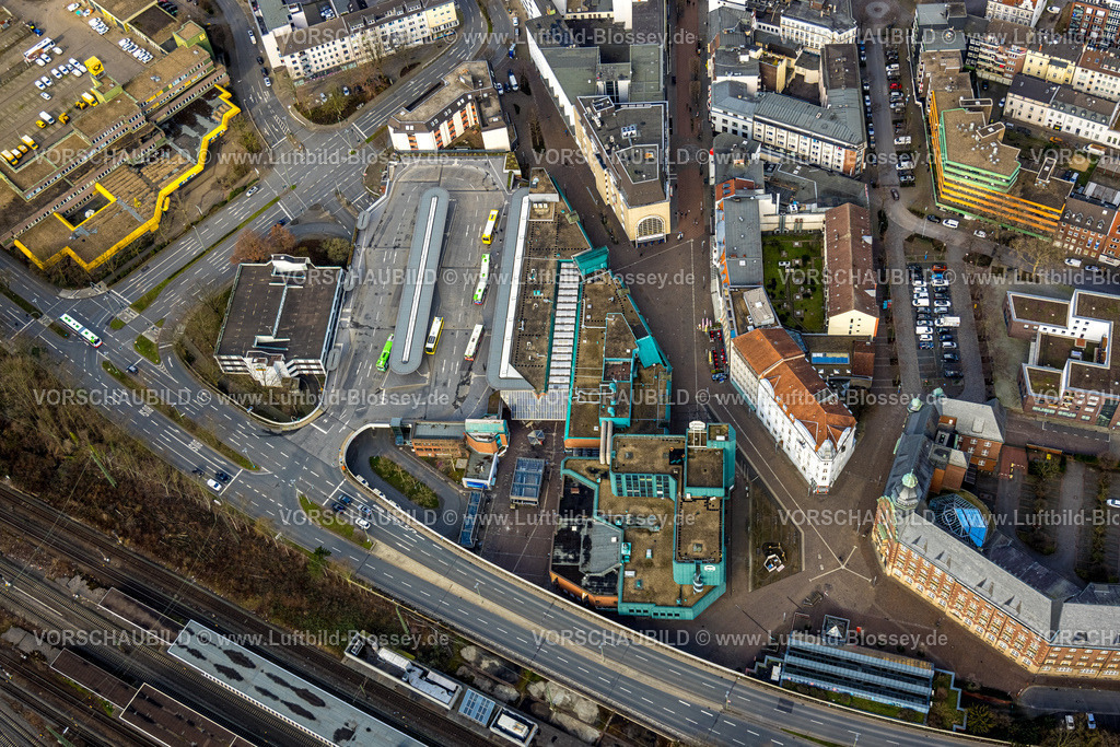 Gelsenkirchen230211584 | Luftbild, Bahnhofsvorplatz am Hbf., Bahnhofcenter, Altstadt, Gelsenkirchen, Ruhrgebiet, Nordrhein-Westfalen, Deutschland