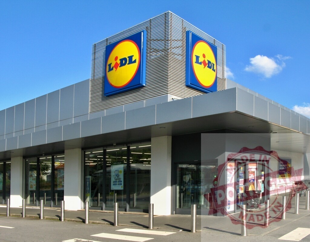 Lidl supermarket building exterior with prominent logo | Lidl grocery store building featuring its recognizable logo and main entrance on a clear day - Realisiert mit Pictrs.com