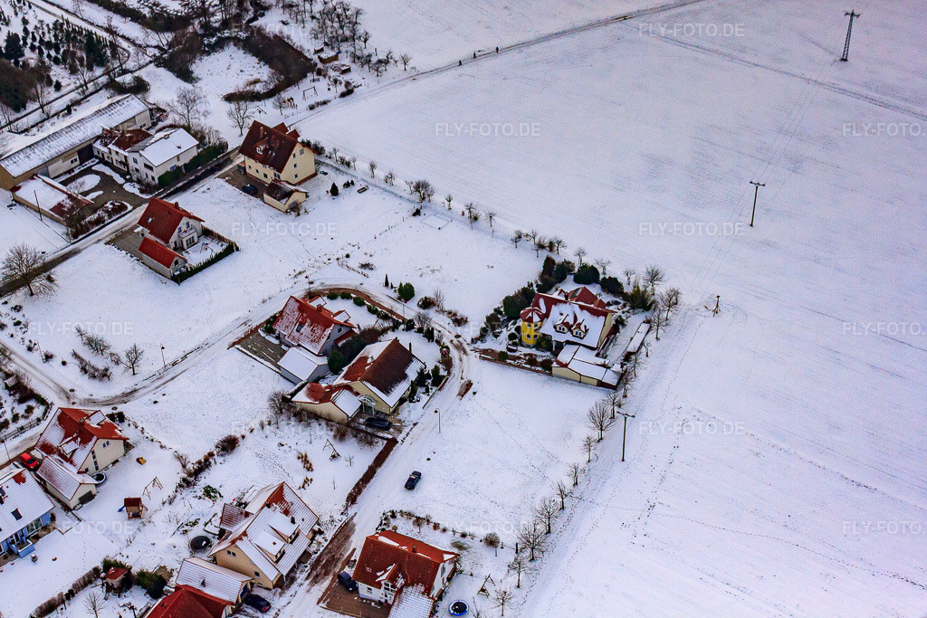 Luftbild: Wildgehege am Gasthaus zur Brauerei bei Schnee in Freckenfeld im Bundesland Rheinland-Pfalz in Deutschland. Foto: IMG_23608.jpg vom 16.01.2010 durch Werner Riehm/FLY-FOTO.de