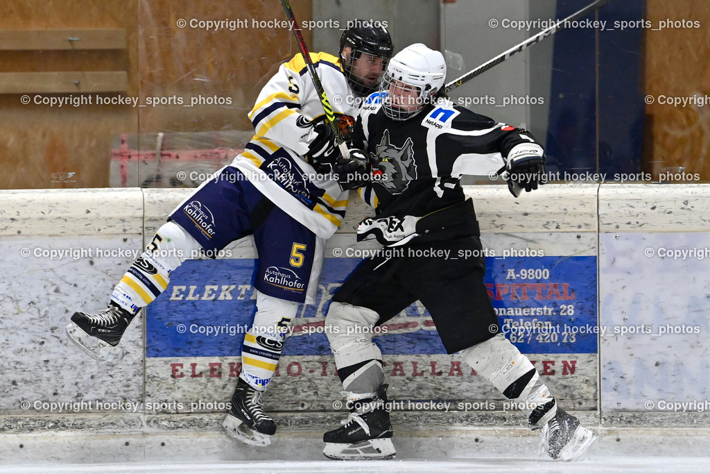 EC Tigers Paternion vs. Tarco Wölfe II | #5 Rauter Marcel EC Tigers Paternion, #4 Halbrainer Paul Tarco Wölfe II, EC Tigers Paternion vs. Tarco Wölfe II, EC Tigers Paternion vs. Tarco Wölfe II am 19.12.2024 in Spittal an der Drau (Eissportzentrum Spittal), Austria, (Photo by Bernd Stefan)