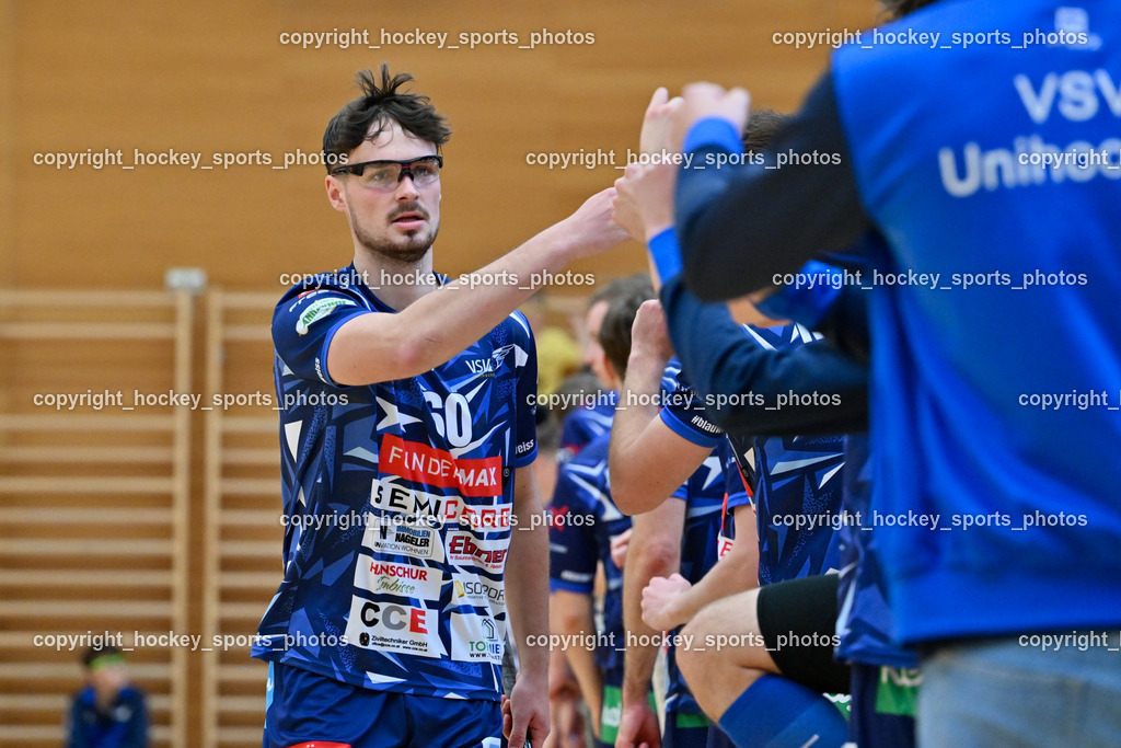 VSV Unihockye vs. KAC Floorball | #60 Thomas Unterweger VSV Unihockey, VSV Unihockye vs. KAC Floorball, VSV Unihockye vs. KAC Floorball am 13.04.2025 in Villach (Ballspielhalle St. Martin), Austria, (Photo by Bernd Stefan)