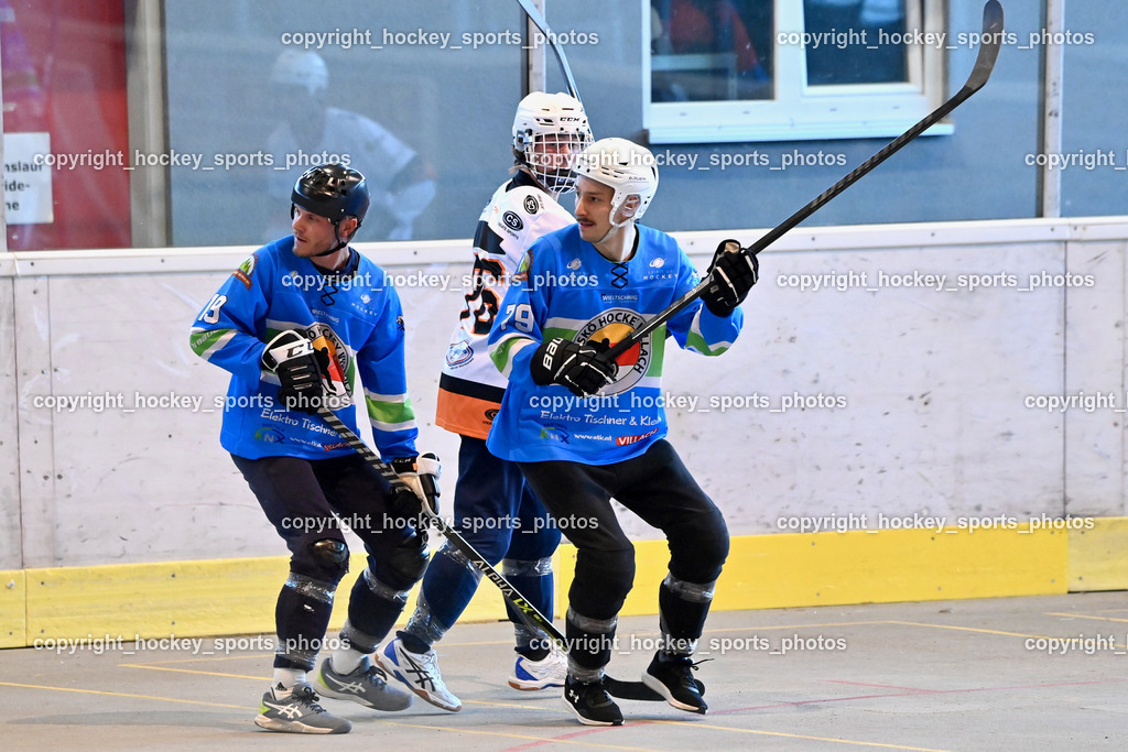 Team Zehenthof vs. ASKÖ Hockey Villach | #19 Wieltschnig Luca, #79 Bobnar Marco, #76 Floriantschitz Lukas, Team Zehenthof vs. ASKÖ Hockey Villach, Team Zehenthof vs. ASKÖ Hockey Villach am 01.06.2025 in Velden (Eishalle Velden ), Austria, (Photo by Bernd Stefan)