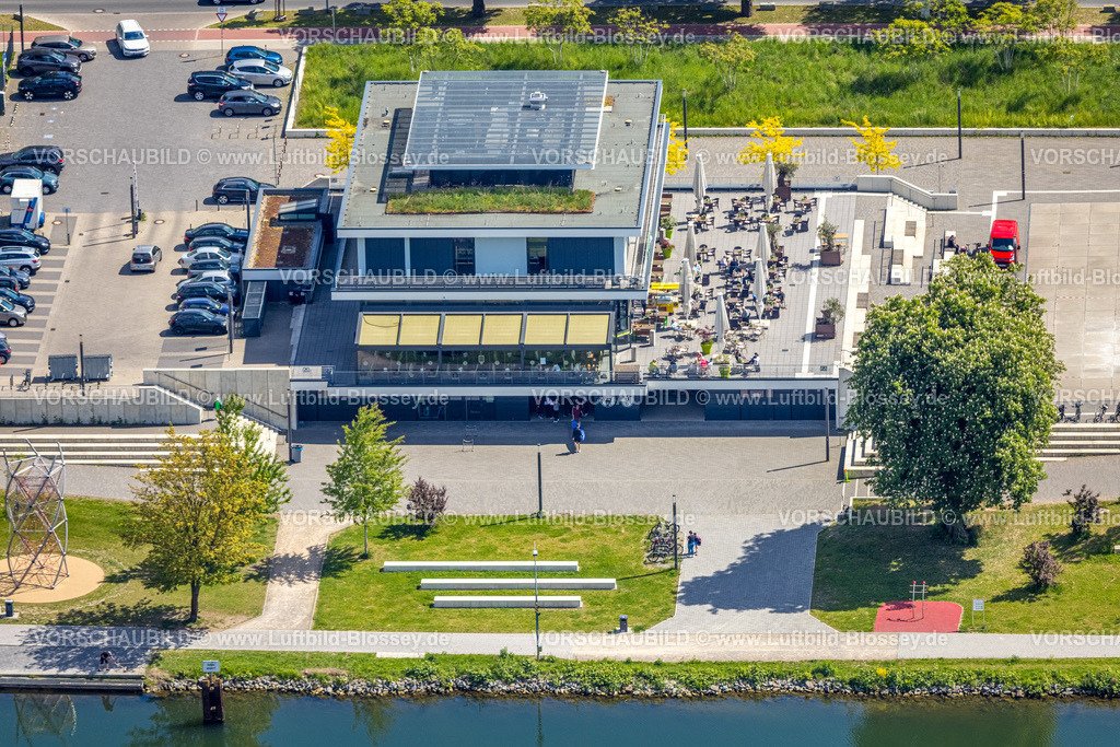 Hamm250500498R-Cafe | Luftbild, R-Cafe an der Adenauerallee, Datteln-Hamm-Kanal, Dachbegrünung, Hamm , Ruhrgebiet, Nordrhein-Westfalen, Deutschland