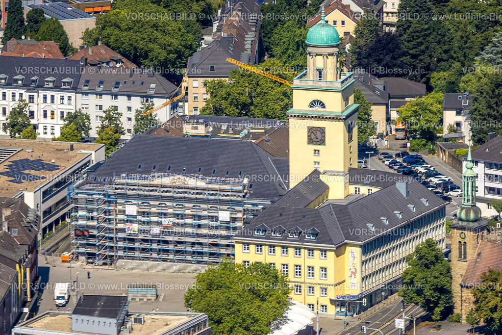 Witten230800438 | Luftbild, Rathaus und Baustelle mit Renovierung, Witten, Ruhrgebiet, Nordrhein-Westfalen, Deutschland