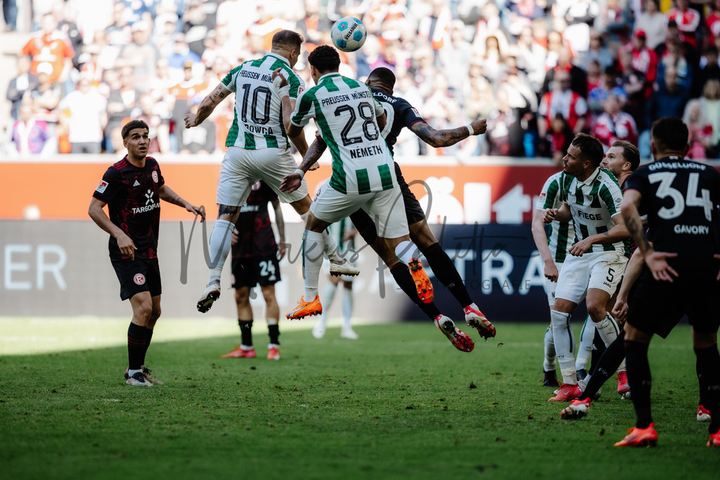 2. Bundesliga, Saison 2024/25, 28. Spieltag: Fortuna Düsseldorf - SC Preußen Münster | Düsseldorf, 05.04.2025: 2. Bundesliga, 28. Spieltag, Fortuna Düsseldorf gegen SC Preußen Münster in der Merkur Spiel-Arena in Düsseldorf. Foto: sportfotografie.ms | Markus Paletta - Realisiert mit Pictrs.com