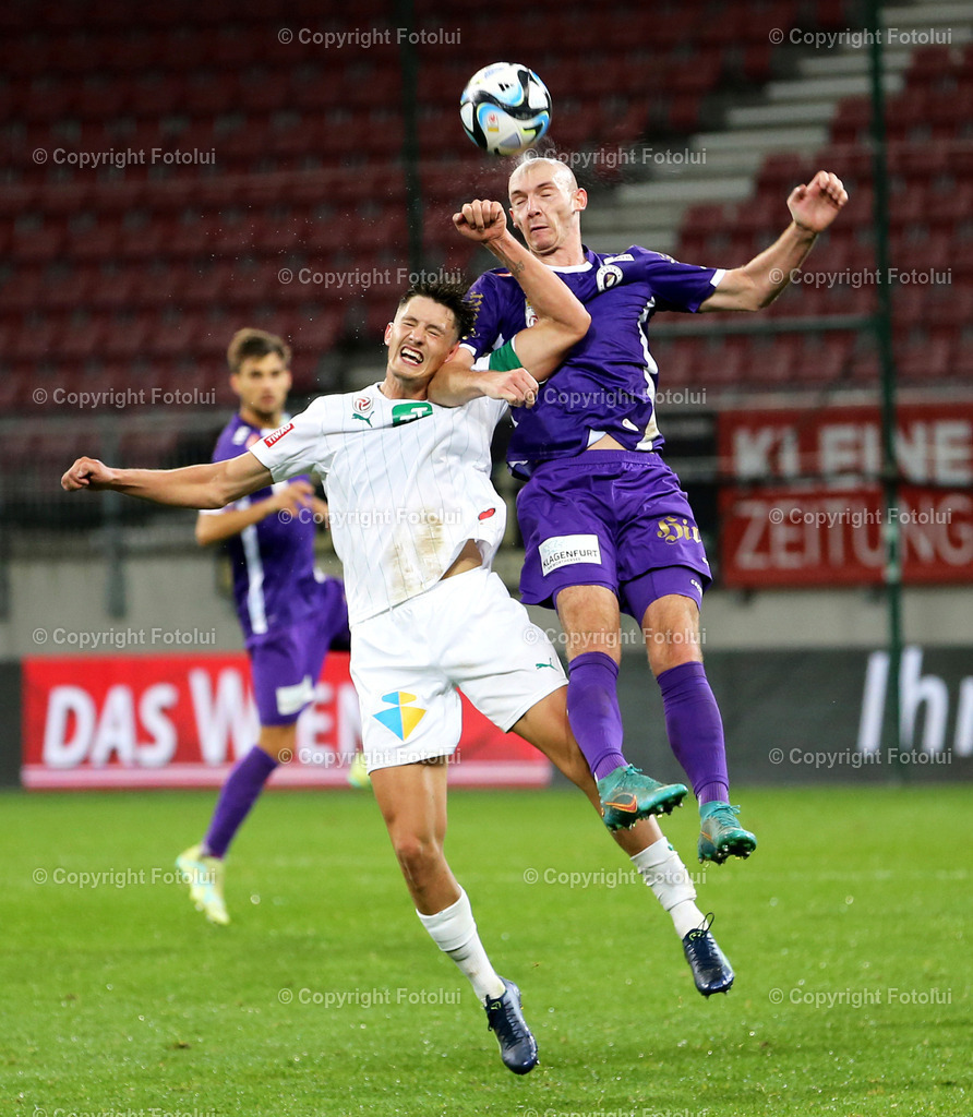 A_LUI_281023_02 | SPORT,FUSSBALL,ADMIRAL BUNDESLIGA AUSTRIA KLAGENFURT-WSG TIROL 28.10.2023
IM BILD: FELIX BACHER (WSG) UND NICOLAS WIMMER  (KLAGENGURT)FOTO: FOTOLUI