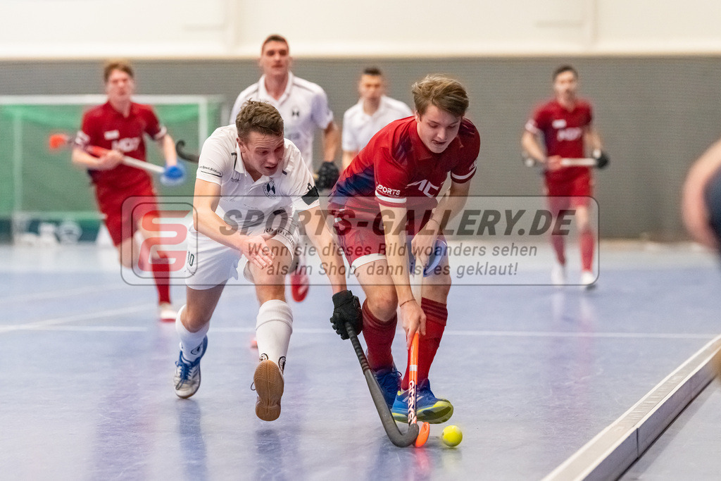 HK_20221203_102066 | 1. Bundesliga ( Halle ) Herren Düsseldorfer HC -  Schwarz Weiß Neuss am 3.12.2022 Düsseldorfer HC, Düsseldorf , Cofalla Jonas ( Düsseldorfer HC #4 ) , Jan Mausberg ( Schwarz Weiß Neuss #10 )