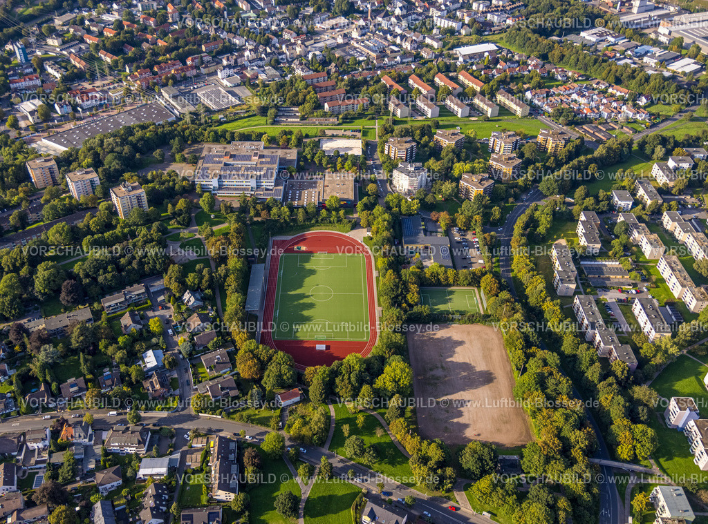 Hagen230903556 | Luftbild, Sportzentrum Helfe mit Sportplatz, Fritz-Steinhoff-Gesamtschule, Boele, Hagen, Ruhrgebiet, Nordrhein-Westfalen, Deutschland