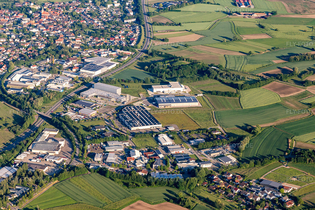 Luftbild: Industrie- und Gewerbegebiet Im Lossenfeld mit Lackmann Fleisch- und Feinkostfabrik GmbH, Philipp Kirsch GmbH, W. Armbruster Teigwarenfabrik GmbH,TBV Kühlfahrzeuge GmbH und ORSAY GmbH in Willstätt im Bundesland Baden-Württemberg in Deutschland. Foto: IMG_114968.jpg vom 01.06.2019 durch Werner Riehm/FLY-FOTO.de