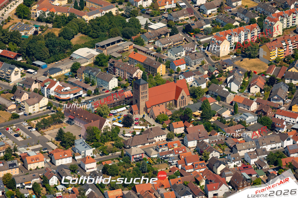 Das Luftbild zeigt :  Kleinostheim - Die Luftaufnahme wurde 2023 vom UL-Flugzeug aus erstellt ( keine Drohne ) - Hochauflösende Luftaufnahme - Für grossformatige Ausdrucke geeignet. Die Geschenkidee !Mit Lizenz und Bildrechte bestellbar