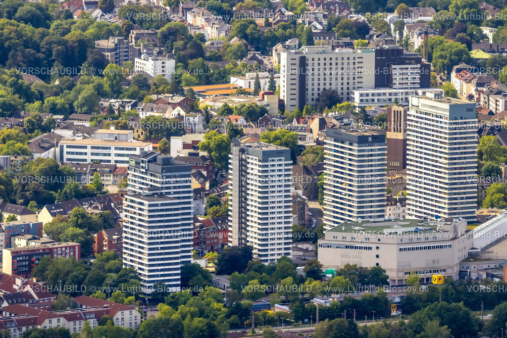 Muelheim220802674 | Luftbild, Dickswall Hochhäuser, Hans-Böckler-Platz, Altstadt I - Südost, Mülheim an der Ruhr, Ruhrgebiet, Nordrhein-Westfalen, Deutschland