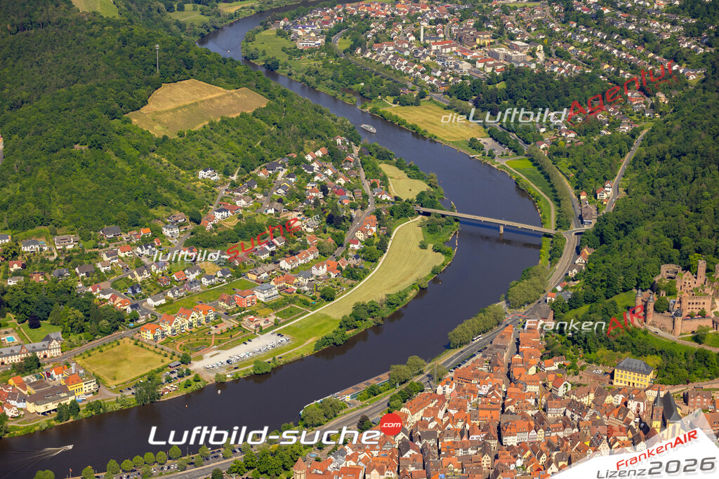Das Luftbild zeigt  Kreuzwertheim - Die Luftaufnahme wurde 2023 vom UL-Flugzeug aus erstellt ( keine Drohne ) - Hochauflösende Luftaufnahme - Für grossformatige Ausdrucke geeignet. Die Geschenkidee !Mit Lizenz und Bildrechte bestellbar