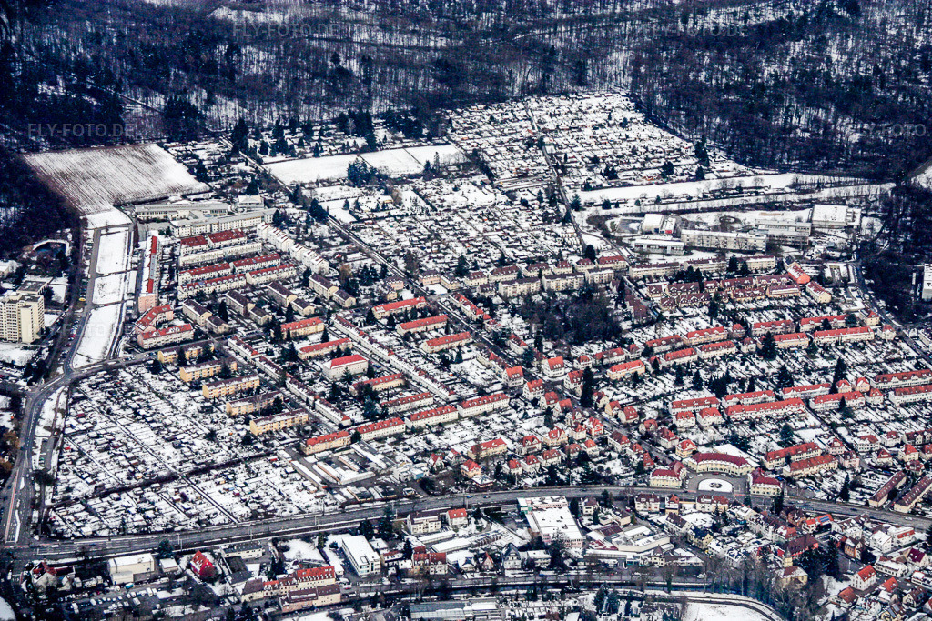 Luftbild: Ortsansicht im Ortsteil Rüppurr in Karlsruhe im Bundesland Baden-Württemberg in Deutschland.Foto: IMG_16990.jpg vom 15.02.2009 durch Werner Riehm/FLY-FOTO.deAuflösung des Originals: 4272 x 2848 px