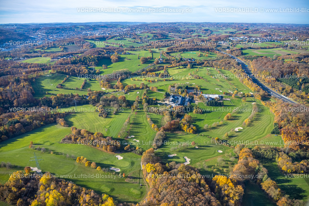 Wetter251103805 | Luftbild, Golfplatz und Golfwiese Gut Berge, Reitsport Gut Berge - Julia Wehberg, herbstliche Bäume, Berge, Gevelsberg, Ruhrgebiet, Nordrhein-Westfalen, Deutschland