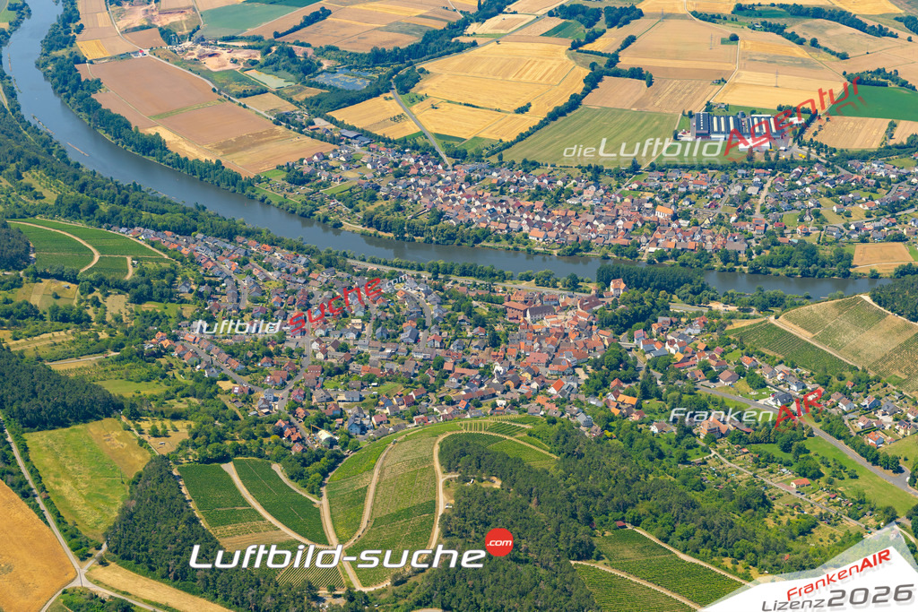 Das Luftbild zeigt : Homburg am Main Triefenstein - Die Luftaufnahme wurde 2023 vom UL-Flugzeug aus erstellt ( keine Drohne ) - Hochauflösende Luftaufnahme - Für grossformatige Ausdrucke geeignet. Die Geschenkidee !Mit Lizenz und Bildrechte bestellbar