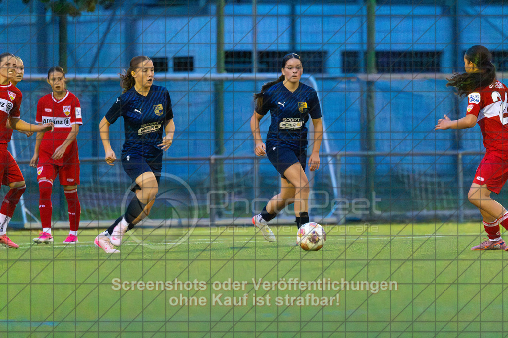 20261007_185637_0027_(c)_by_PhotoPeet | #,ASV Spartania Eislingen (blau) vs. VFB Stuttgart (rot), Fußball, Verbandspokal der B-Juniorinnen,  Saison 2026/2027, Kunstrasenplatz, Öschhalle, 73054 Eislingen, 07.10.2026 - 18:30 Uhr,Foto: PhotoPeet / Sport- &amp; Eventfotografie / Peter Harich