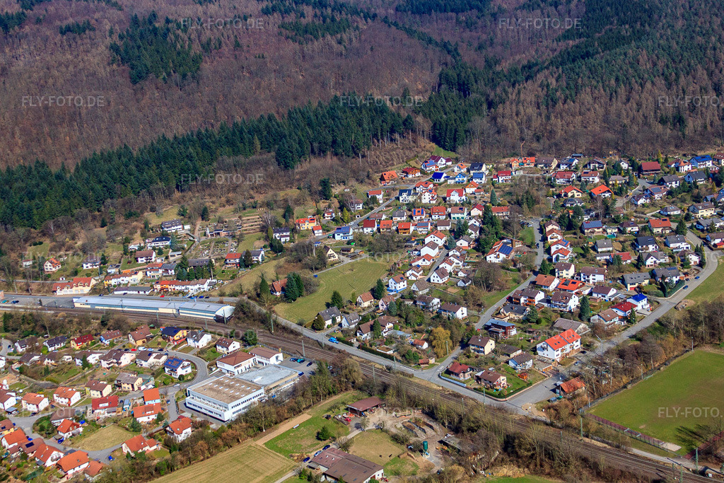 Luftbild: Bahnhofstraße in Zwingenberg im Bundesland Baden-Württemberg in Deutschland. Foto: IMG_38115.jpg vom 12.03.2011 durch Werner Riehm/FLY-FOTO.de