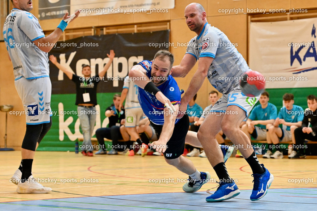 SC Ferlach vs. HSG Xentis Lipizzanerheimat | #57 LEBAN Patrik SC Ferlach, #35 DJURDJEVIC Milos HSG Xentis Lipizzanerheimat, SC Ferlach vs. HSG Xentis Lipizzanerheimat, SC Ferlach vs. HSG Xentis Lipizzanerheimat am 03.05.2025 in Ferlach (Ballspielhalle Ferlach), Austria, (Photo by Bernd Stefan)