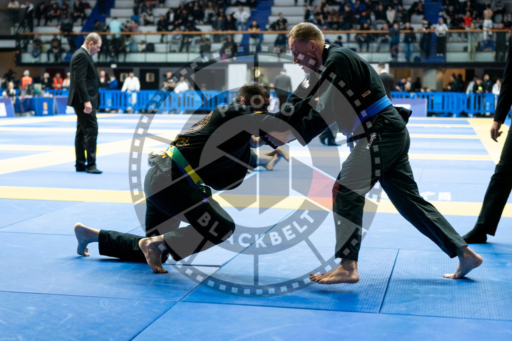 20240121PBB7060 | Fighters compete during the second day of the IBJJF European Championship in Paris, France, on January 21, 2024.
