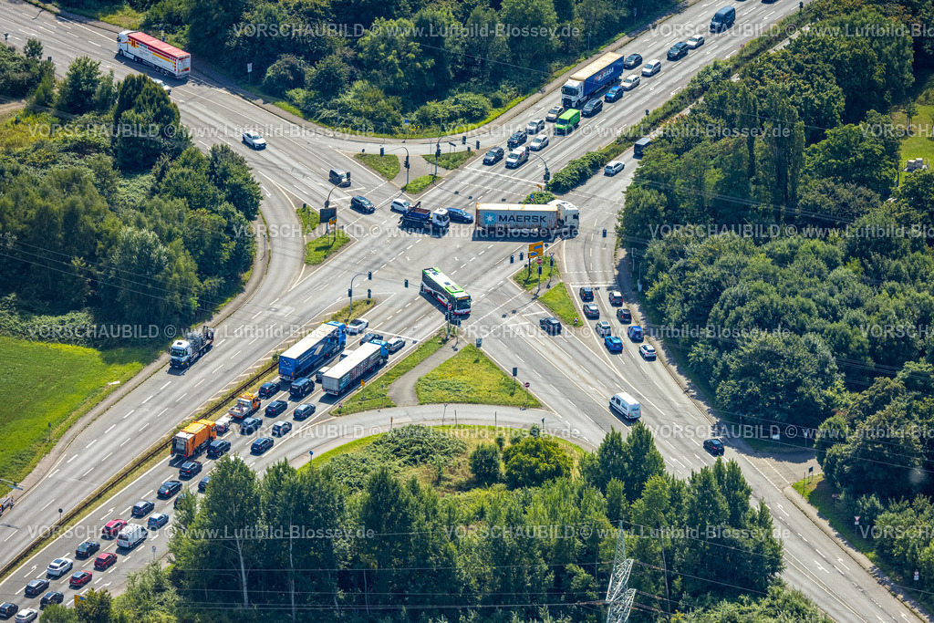 Bottrop250802750 | Luftbild, Straßenkreuzung Brauckstraße Bundesstraße B224 und Prosperstraße, Welheim, Bottrop, Ruhrgebiet, Nordrhein-Westfalen, Deutschland