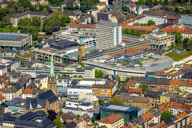 Hagen230502267 | Luftbild, St. Marien Kirche, Rathaus und Rathaus Galerie, Volme Galerie, Mittelstadt, Hagen, Sauerland, Nordrhein-Westfalen, Deutschland