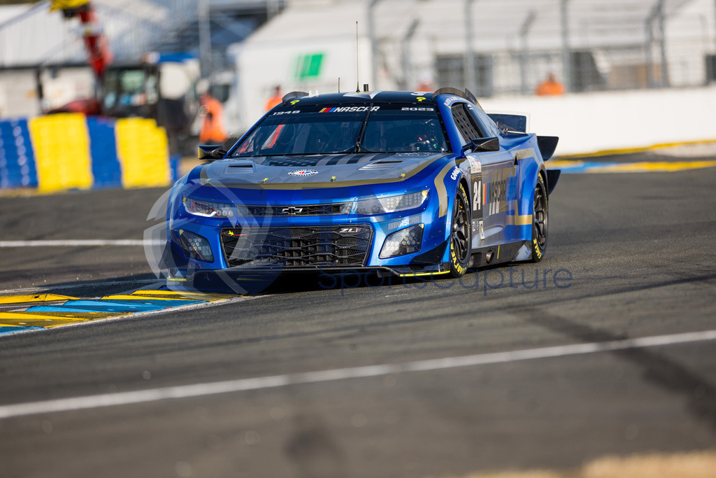 Trainproduction-20230607-1101 | LE MANS,FRANCE,07.Jun.23 - MOTORSPORTS - WEC, FIA World Endurance Championships, 24 Hours of Le Mans, Circuit de la Sarthe, qualifying. Image shows Jimmie Johnson (USA), Mike Rockenfeller (GER) and Jenson Button (GBR/ Hendrick Motorsports).  Photo: Trainproduction / Matthias Trinkl