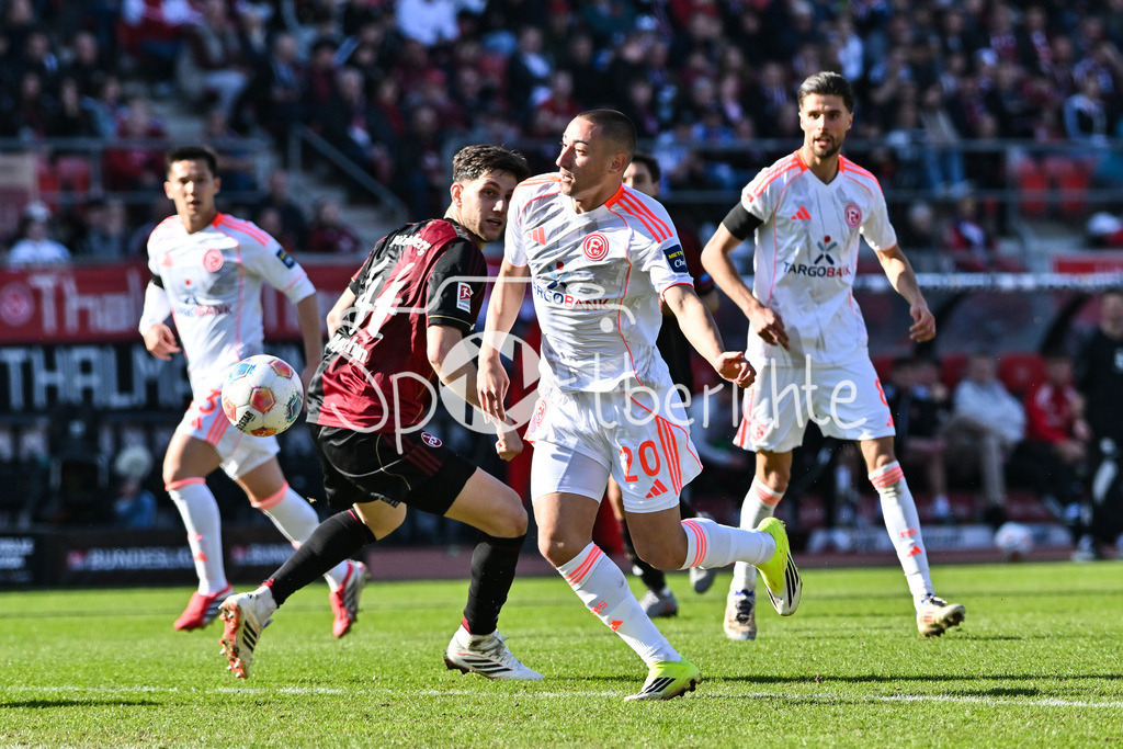 1. FC Nürnberg - Fortuna Düsseldorf | NUREMBERG, GERMANY - 07. MARCH:  im Duell Ondrej KARAFIAT (1. FC Nuernberg 44) und Marin LJUBICIC (Fortuna Düsseldorf 20) während dem Match zwischen dem 1. FC Nürnberg und Fortuna Düsseldorf am 25. Spieltag der 2. Bundesliga im Max Morlock Stadion / DFL REGULATIONS PROHIBIT ANY USE OF PHOTOGRAPHS AS IMAGE SEQUENCES AND/OR QUASI-VIDEO