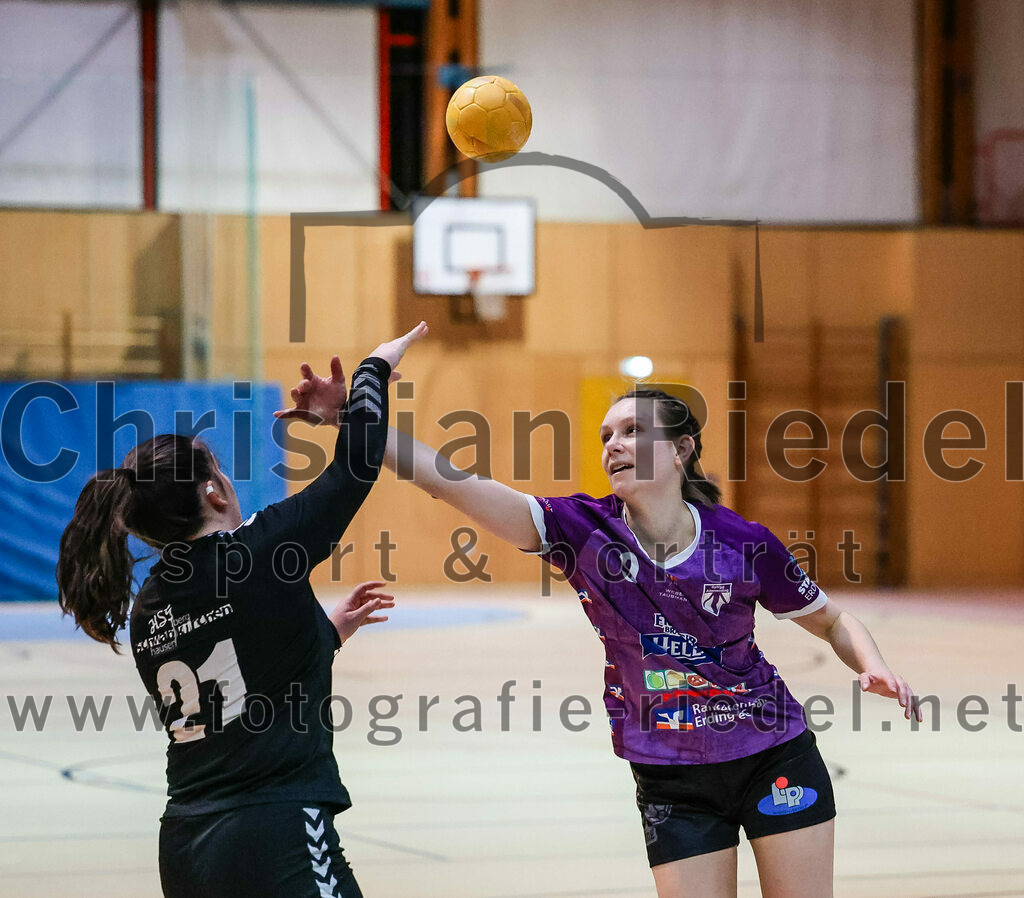 2024-01-27_075_SpVgg_Altenerding_gegen_HSG_Schwab-kirchen | Erding, Deutschland, 27.01.2024:
Handball, Bezirksoberliga Frauen Altbayern 2023 / 2024, 12. Spieltag, SpVgg Altenerding gegen HSG Schwab/kirchen, Endergebnis: 39:28

Emma Britz (HSG Schwab/kirchen, #21), Julia Kranich (SpVgg Altenerding, #9)

Foto: Christian Riedel / fotografie-riedel.net