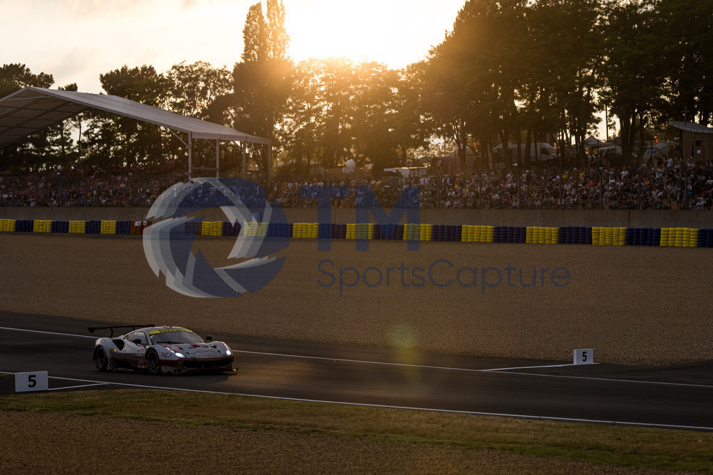 Trainproduction-20230610-2007-2 | LE MANS,FRANCE,10.Jun.23 - MOTORSPORTS - WEC, FIA World Endurance Championships, 24 Hours of Le Mans, Circuit de la Sarthe, race. Image shows Thomas Flohr (SUI), Francesco Castallacci (ITA) and David Rigon (ITA/ AF Corse).  Photo: Trainproduction / Matthias Trinkl