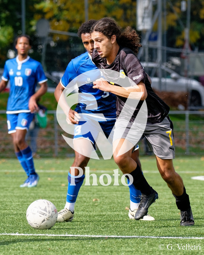 Youth League A - CS Italien - FC Plan-les-Ouates | Amine Ben Hassen (7 FC Plan-les-Ouates) durant le match de Youth League A entre CS Italien et FC Plan-les-Ouates au Stade du Bois-de-la-Bâtie à Petit-Lancy, Suisse