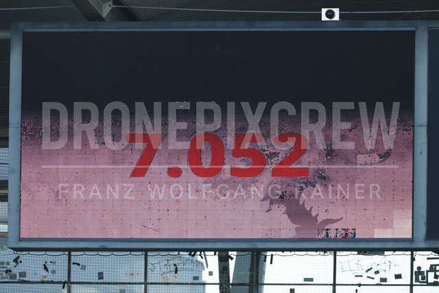 Grazer AK 1902 vs WSG Tirol – Austrian Bundesliga | Graz, Austria, 02.MAY.26 - SOCCER - ADMIRAL Bundesliga, Qualification Group, Grazer AK 1902 vs WSG Tirol. The image shows info screen with number of visitors.