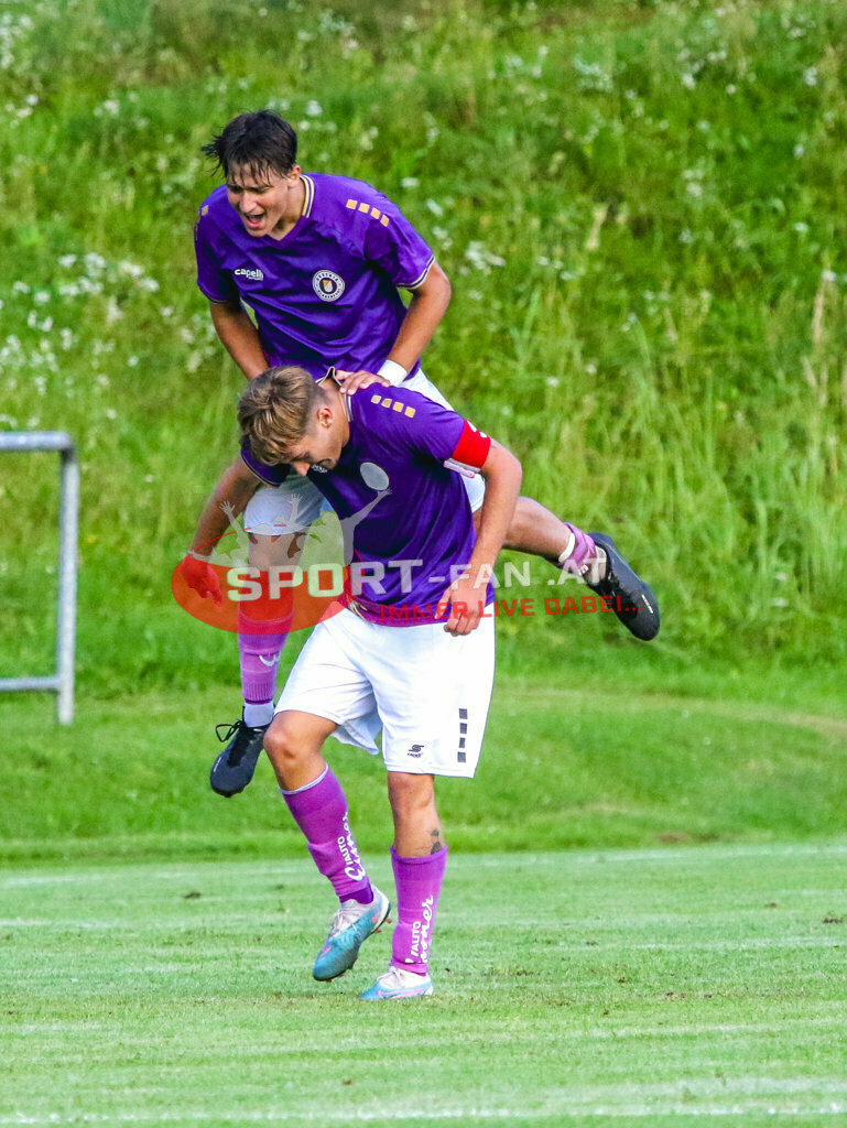 Austria Klagenfurt Amateure - SK Treibach 1-1, Kärntner Liga 2. Runde | Torjubel Dennis Meschnik (Austria Klagenfurt Amateure, K, #3) Austria Klagenfurt Amateure - SK Treibach 1-1 am 08.08.2023 in Brückl
(Sportplatz), Austria, (Photo by Ernst Krawagner sport-fan.at) - Realisiert mit Pictrs.com