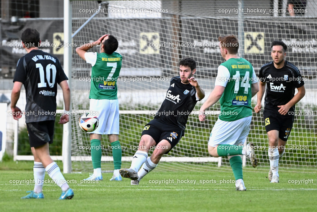 WSG Radenthein vs. URC Thal Assling | #10 Julian Jakob Moser URC Thal Assling, #7 Miljan Urosevic WSG Radenthein, #5 Tobias Markus Trojer URC Thal Assling, #14 Fabian Kurt Feichter WSG Radenthein, #8 Patrick Hainzer URC Thal Assling, WSG Radenthein vs. URC Thal Assling, WSG Radenthein vs. URC Thal Assling am 30.05.2025 in Radenthein (Sportplatz Radenthein), Austria, (Photo by Bernd Stefan)