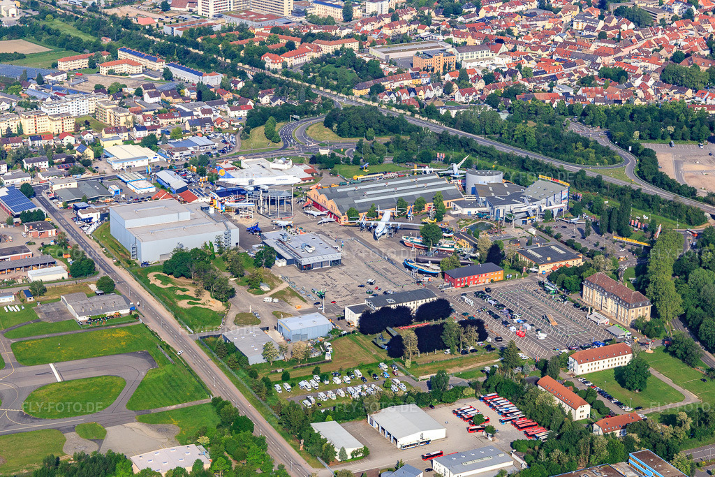 Luftbild: Technikmuseum Speyer aus Osten in Speyer im Bundesland Rheinland-Pfalz in Deutschland. – Foto: IMG_114246.jpg vom 26.05.2019 durch Werner Riehm/FLY-FOTO.de – Auflösung des Originals: 5293 x 3529 px – Technik Museum Speyer